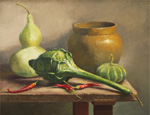 古早味的瓠瓜記憶_賴英澤 繪_The Memory of Old Fashion Bottle Gourd_oil painting painted by Lai Ying-Tse