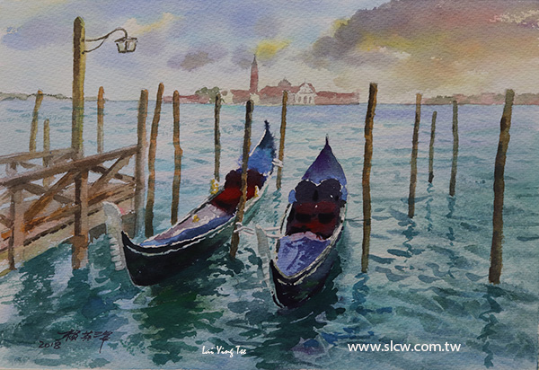 威尼斯碼頭_Venice watercolor painting_Lai Ying-Tse