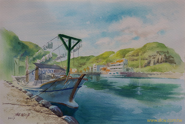 Bitou Fishing Harbour_painted by Lai Ying-Tse_鼻頭漁港