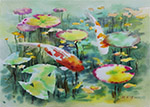 Koi Carp Swim Leisurly painted by Lai Ying-Tse_錦鯉悠游_賴英澤 繪